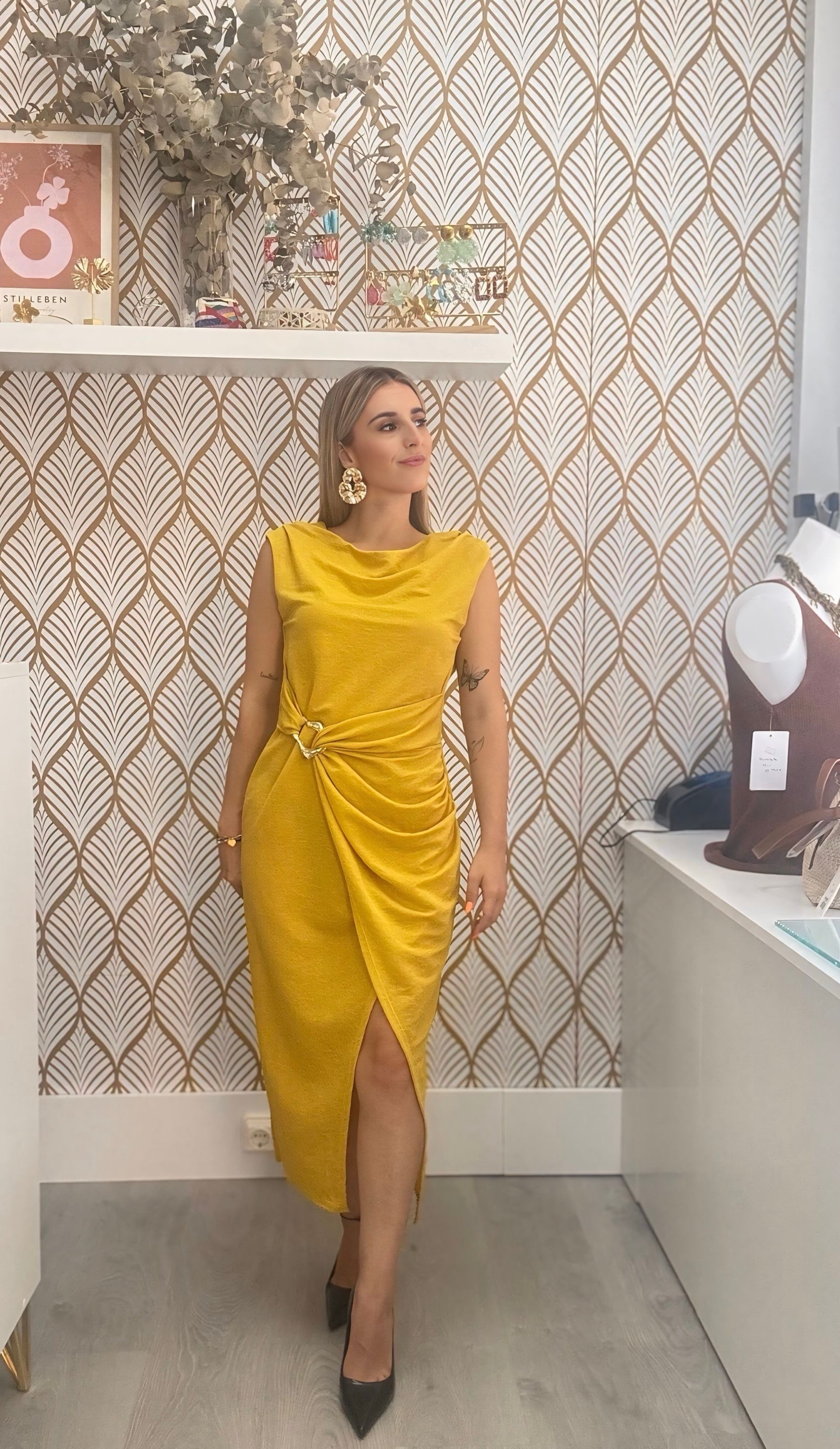 Vestido Loreto Mostaza